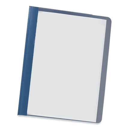 Clear Front Report Covers with Fasteners, Three-Prong Fastener, 0.5" Capacity, 8.5 x 11, Clear/Dark Blue, 25/Box