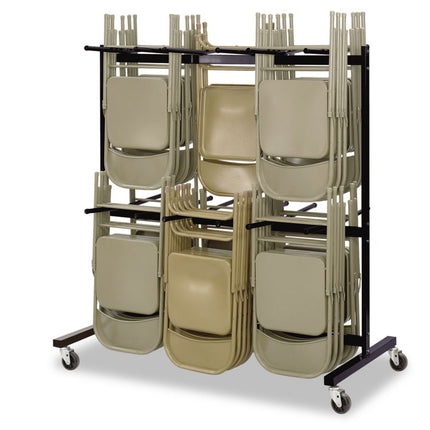 Two-Tier Chair Cart, Two-Sided 12-Section Hang-Hook Format, Metal, 64.5" x 33.5" x 70.25", Black