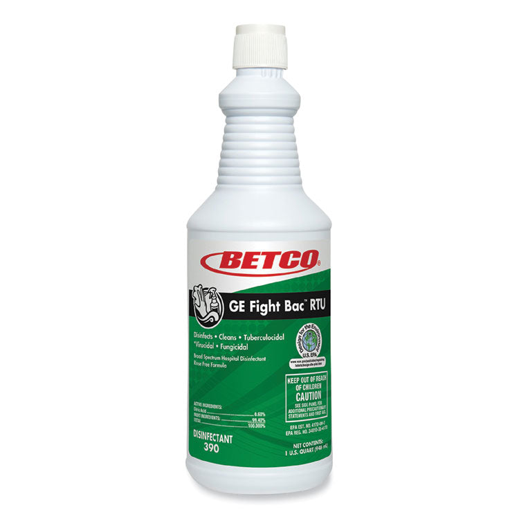 GE Fight Bac RTU Disinfectant, Fresh Scent, 32 oz Bottle, 12/Carton