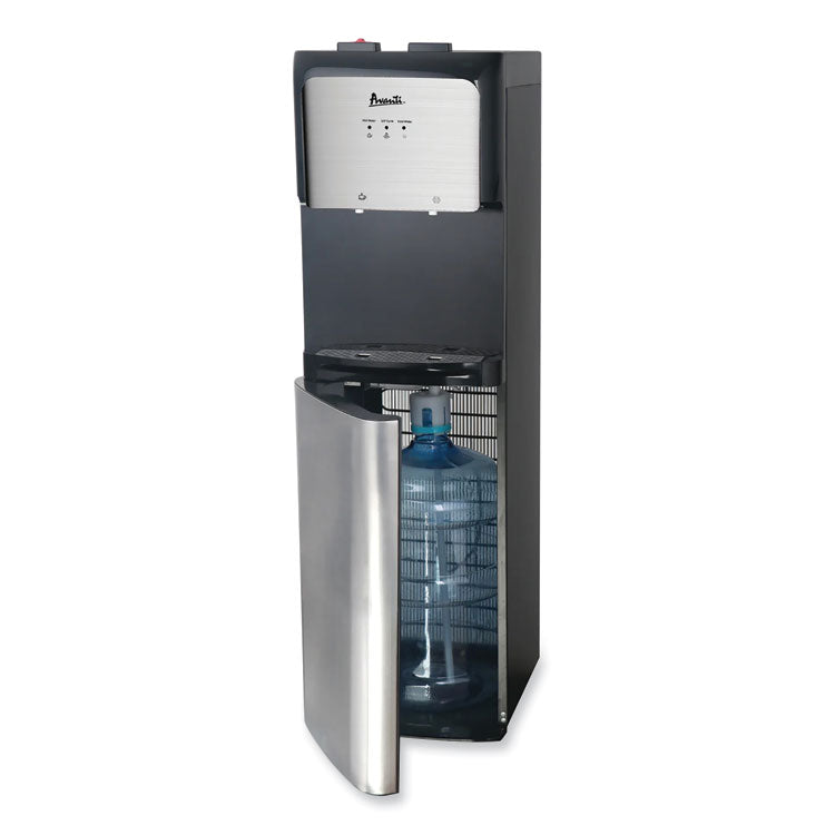 Bottom Loading Water Dispenser with UV Light, 3 to 5 gal, 41.25 h, Black/Stainless Steel