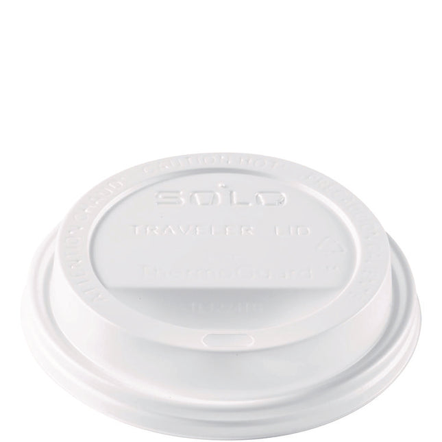 Solo Traveler Sip Through Lids for ThermoGuard Hot Cups, Fits 12 oz to 24 oz Hot Cups, Plastic, White, 1,200/Carton