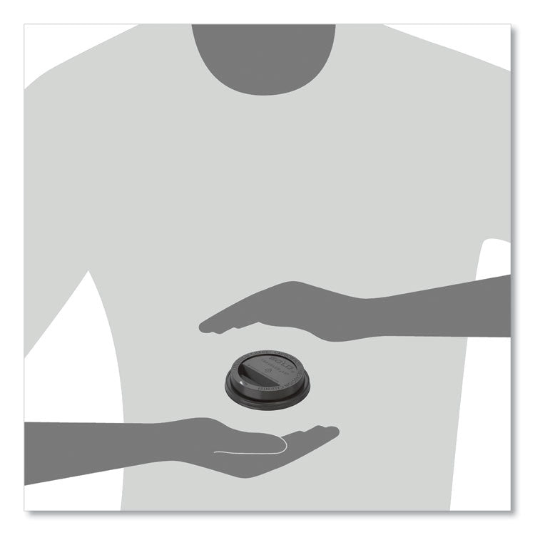 Traveler Cappuccino Style Dome Lid, Fits 10 oz Hot Cups, Plastic, Black, 1,000/Carton