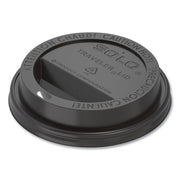 Traveler Cappuccino Style Dome Lid, Fits 10 oz Hot Cups, Plastic, Black, 1,000/Carton