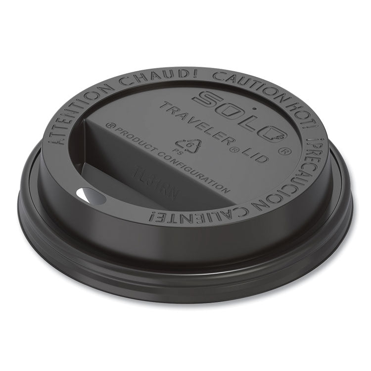 Traveler Cappuccino Style Dome Lid, Fits 10 oz Hot Cups, Plastic, Black, 1,000/Carton