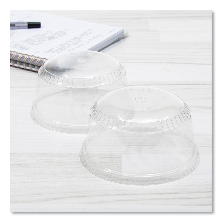 SoloServe PET Sundae Cup Lids, Fits 5.5 oz to 12 oz Sundae Cups, Plastic, Clear, 1,000/Carton