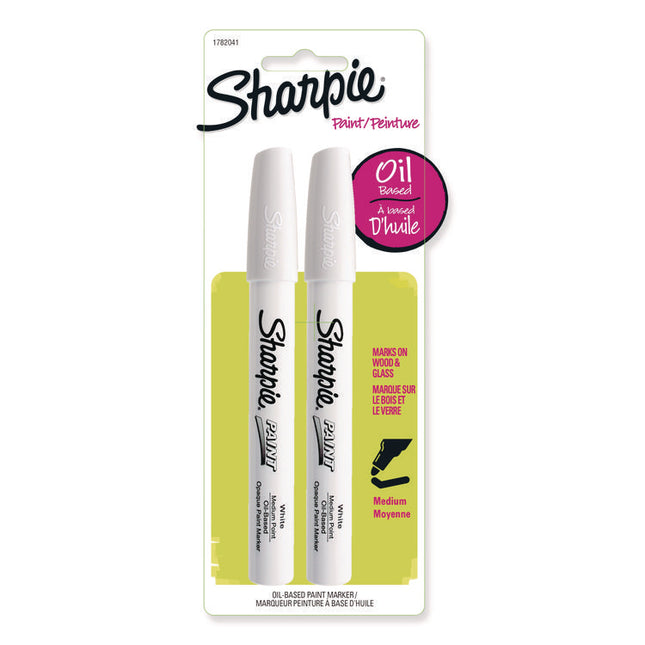 Permanent Paint Marker, Medium Bullet Tip, White, 2/pack