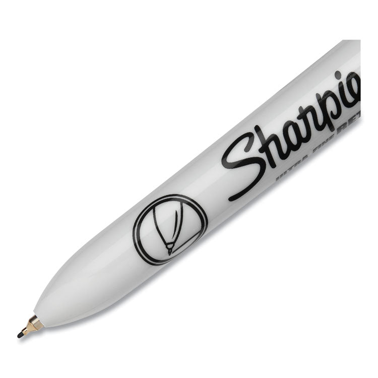 Retractable Permanent Marker, Extra-Fine Needle Tip, Black