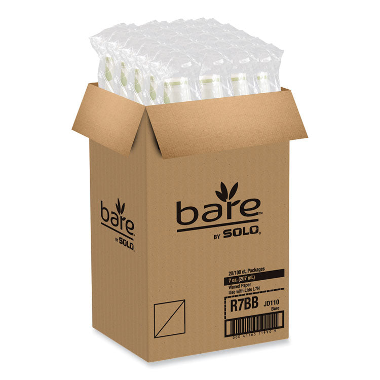 Bare Eco-Forward Paper Cold Cups, 7 oz, Green/White, 100/Sleeve, 20 Sleeves/Carton