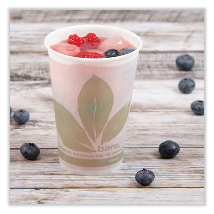 Bare Eco-Forward Paper Cold Cups, 7 oz, Green/White, 100/Sleeve, 20 Sleeves/Carton