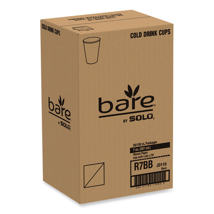 Bare Eco-Forward Paper Cold Cups, 7 oz, Green/White, 100/Sleeve, 20 Sleeves/Carton