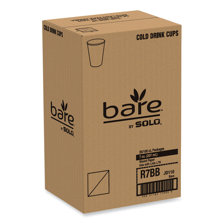 Bare Eco-Forward Paper Cold Cups, 7 oz, Green/White, 100/Sleeve, 20 Sleeves/Carton