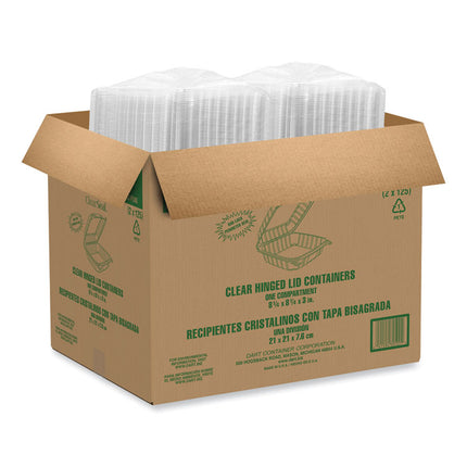 ClearSeal Hinged-Lid Plastic Containers, 8.22w x 3.02h, Clear, 250/Carton