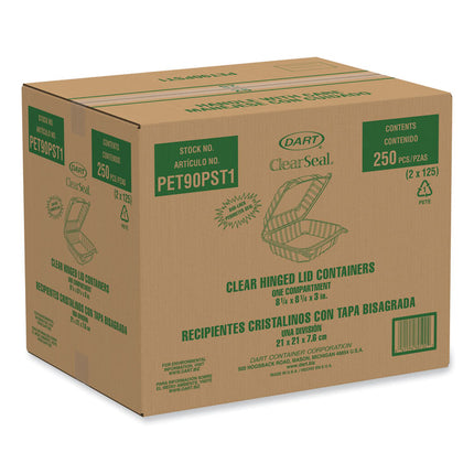 ClearSeal Hinged-Lid Plastic Containers, 8.22w x 3.02h, Clear, 250/Carton