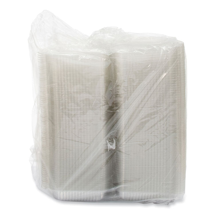 StayLock Clear Hinged Lid Containers, 6.8 x 9.4 x 2.6, Clear, Plastic, 125/Pack, 2 Packs/Carton