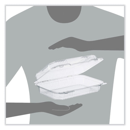 StayLock Clear Hinged Lid Containers, 6.8 x 9.4 x 2.6, Clear, Plastic, 125/Pack, 2 Packs/Carton