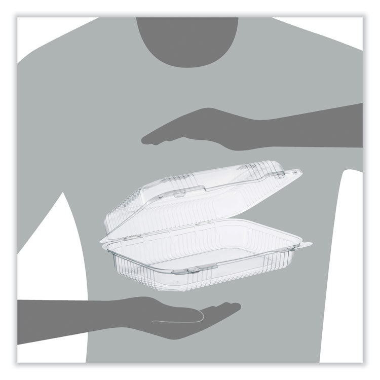 StayLock Clear Hinged Lid Containers, 6.8 x 9.4 x 2.6, Clear, Plastic, 125/Pack, 2 Packs/Carton