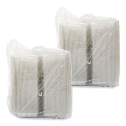 StayLock Clear Hinged Lid Containers, 6.8 x 9.4 x 2.6, Clear, Plastic, 125/Pack, 2 Packs/Carton