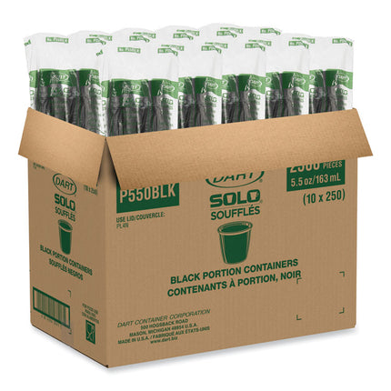Portion Containers, 5.5 oz, Plastic, Black, 250/Bag, 10 Bags/Carton