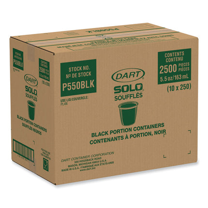 Portion Containers, 5.5 oz, Plastic, Black, 250/Bag, 10 Bags/Carton