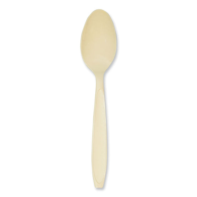 Impress Heavyweight Full-Length Polystyrene Cutlery, Spoon, Plastic, Champagne, 1,000/Carton