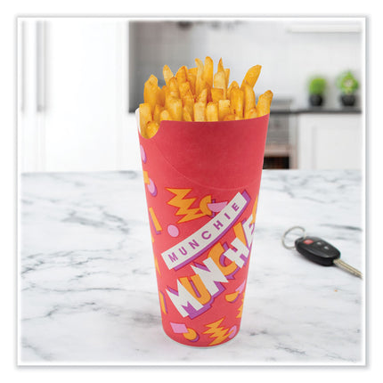 Grease-Resistant Paper Munchie Cup Containers, ProPlanet Seal, 4.5 oz, 2.5" Diameter x 6.9" h, Munchies Design, 1,000/Carton