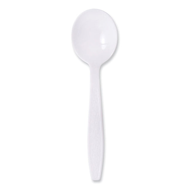 Guildware Extra Heavyweight Plastic Cutlery, Soup Spoon, White, 1,000/Carton