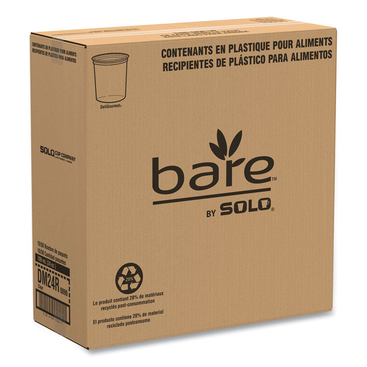 Bare Eco-Forward RPET Deli Containers, ProPlanet Seal, 24 oz, 4.61" Diameter x 4.25" h, Clear, Plastic, 500/Carton