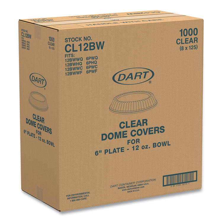 Dome Covers, Fit 6" Disposable Plates and 10 oz to 12 oz Disposable Bowls, Clear, Plastic, 1,000/Carton