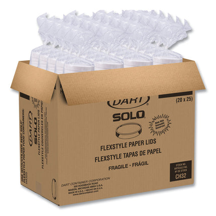 Flexstyle Double Sided Poly (DSP) Paper Lid, For 32 oz Food Containers, 4.6" Diameter x 0.7" h, White, Plastic, 500/Carton