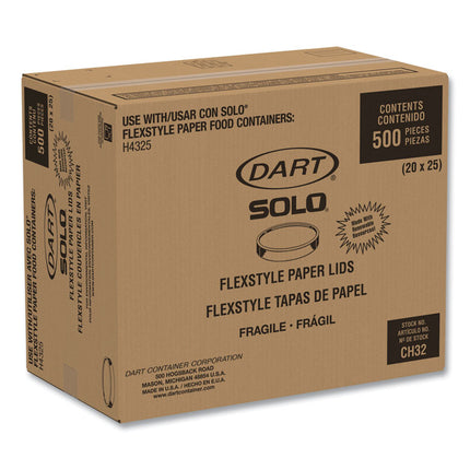 Flexstyle Double Sided Poly (DSP) Paper Lid, For 32 oz Food Containers, 4.6" Diameter x 0.7" h, White, Plastic, 500/Carton
