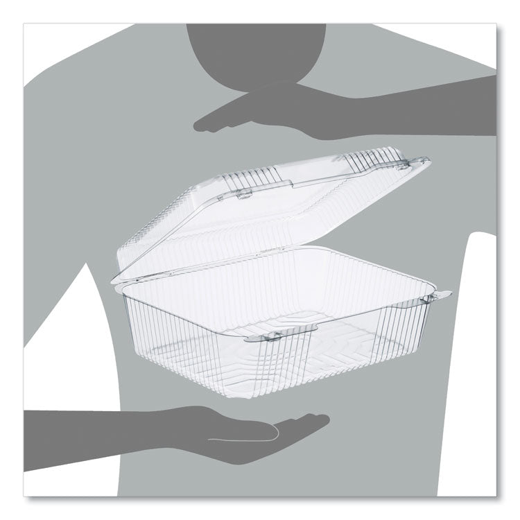 StayLock Clear Hinged Lid Containers, 10.5 x 8.6 x 3.8, Plastic, 200/Carton