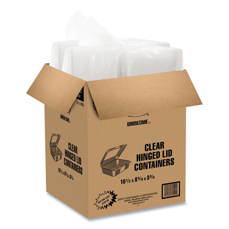 StayLock Clear Hinged Lid Containers, 10.5 x 8.6 x 3.8, Plastic, 200/Carton