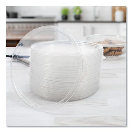 PresentaBowls Clear Flat Lids, 7.2" Diameter x 0.4" h, Plastic, 252/Carton