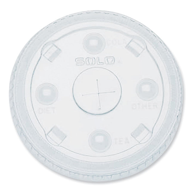 PETE Flat Straw-Slot Cold Cup Lids, Fits 28 oz to 32 oz Cold Cups, Plastic, Clear, 600/Carton