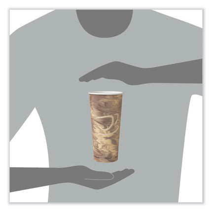 Single-Sided Poly Paper Hot Cups, 24 oz, Brown, 25/Bag, 20 Bags/Carton
