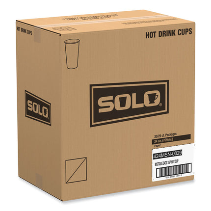 Single-Sided Poly Paper Hot Cups, 24 oz, Brown, 25/Bag, 20 Bags/Carton