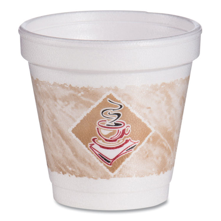 ThermoGlaze Insulated Foam Cups Stock Prints, 4 oz, White/Beige/Red, 1,000/Carton