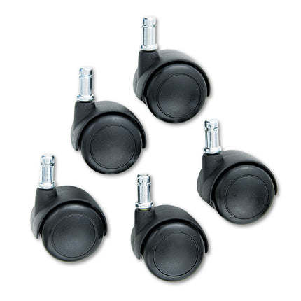 TaskMaster Hard Floor Casters, Grip Ring Stem, 2" Wheel, Black, 5/Set