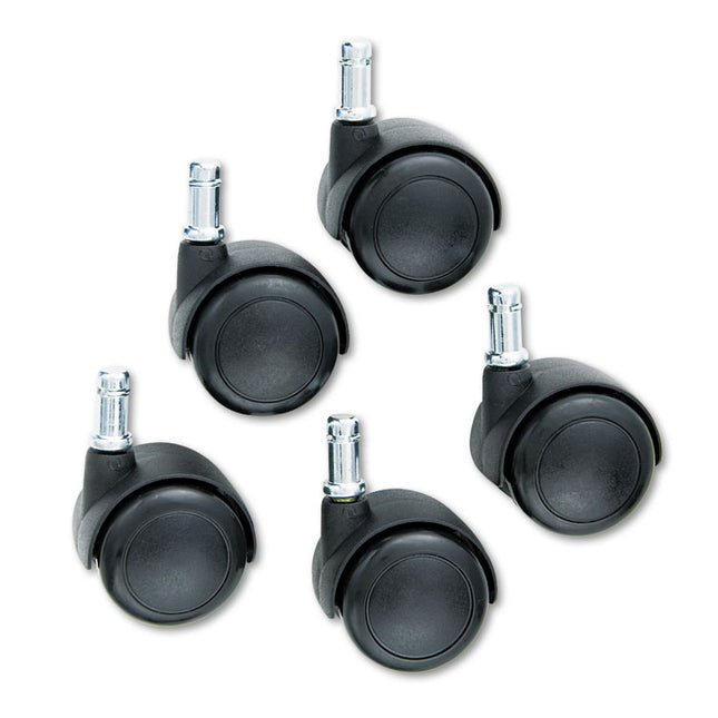 TaskMaster Hard Floor Casters, Grip Ring Stem, 2" Wheel, Black, 5/Set