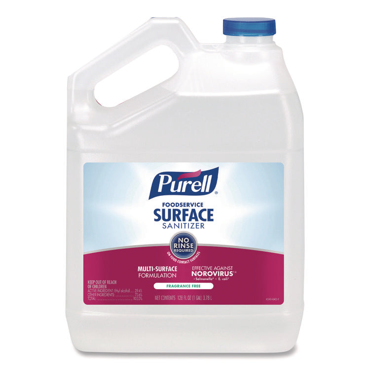 Foodservice Surface Sanitizer, Fragrance Free, 1 Gal Bottle, 4/carton
