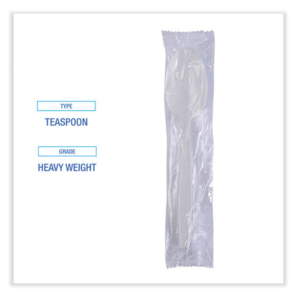 Heavyweight Wrapped Polypropylene Cutlery, Spoon, Plastic, White, 1,000/Carton