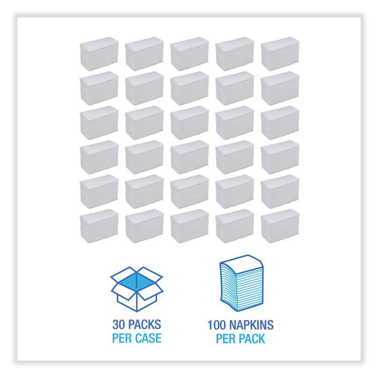 Dinner Napkin, 2-Ply, 17 x 15, White, 100/Pack, 30 Packs/Carton