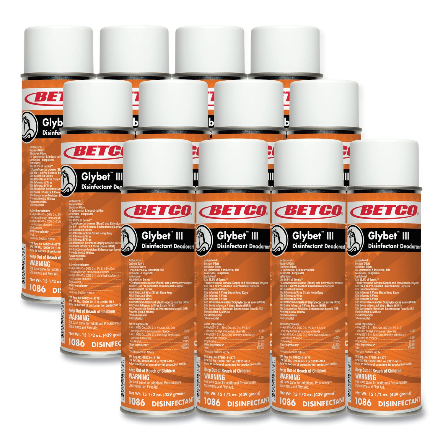 Glybet Iii Disinfectant, Citrus Bouquet Scent, 15.5 Oz Aerosol Spray, 12/carton