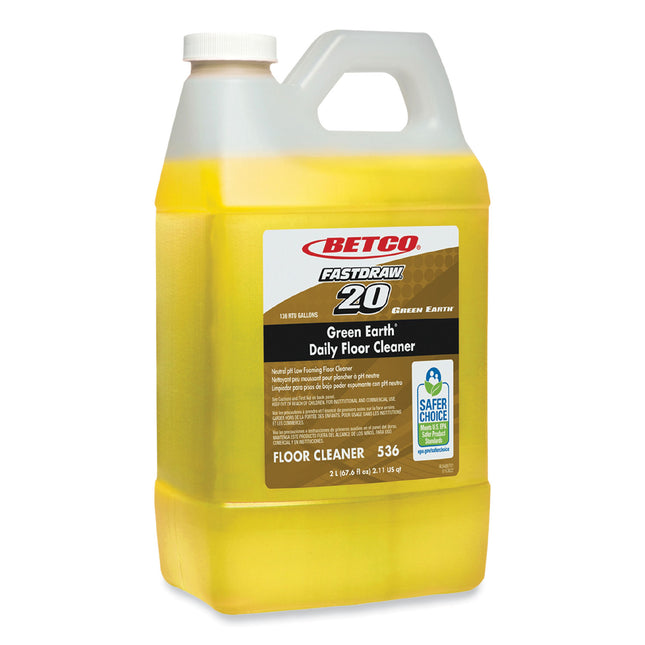 Green Earth Daily Floor Cleaner, 2 L Bottle, Unscented, 4/carton