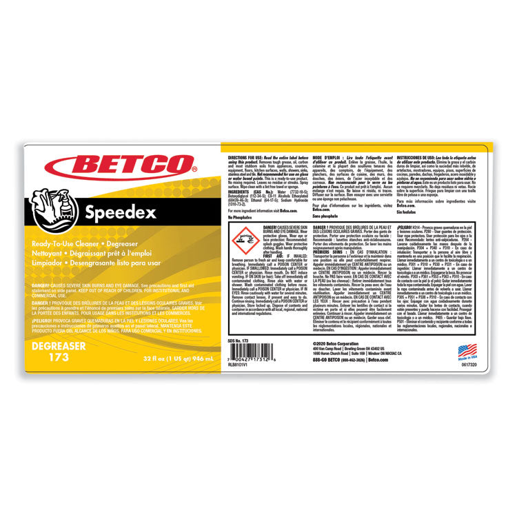 Speedex Degreaser, Mint, 32 Oz Spray Bottle, 12/carton