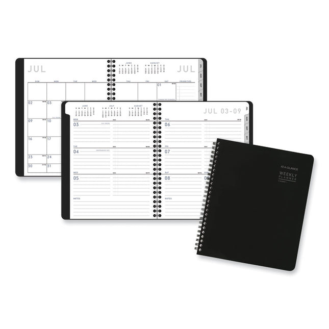 Contempo Lite Academic Year Weekly/Monthly Planner, 8.75 x 7.87, Black Cover, 12-Month (July to June) 2024 to 2025