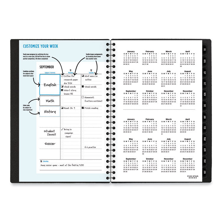 Academic Year Customizable Student Weekly/Monthly Planner, 8.5 x 6.75, 12-Month (July to June), 2024 to 2025