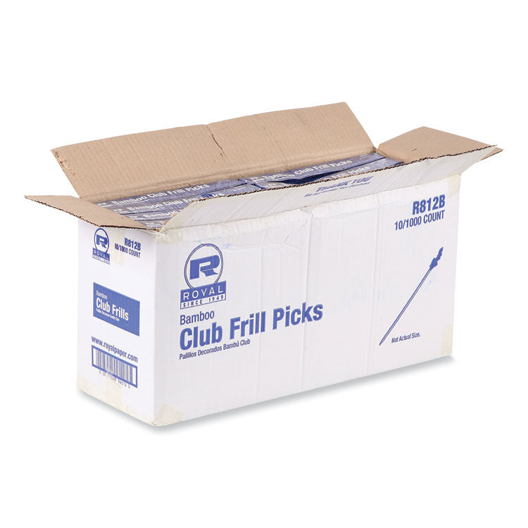 Cellophane-Frill Wood Picks, Bamboo, 4" Assorted, 10,000/Carton
