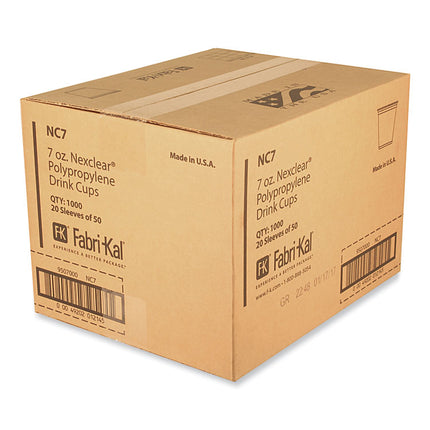 Nexclear Polypropylene Drink Cups, 7 oz, Plastic, Clear, 50/Bag, 20 Bags/Carton