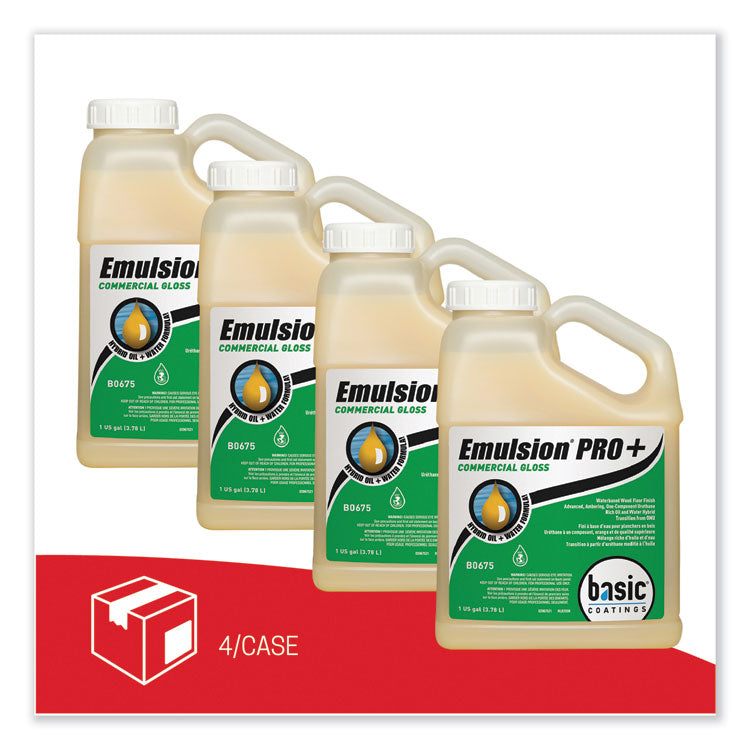 Emulsion Pro+ Floor Finish and Sealer, 1 gal Bottle, 4/Carton